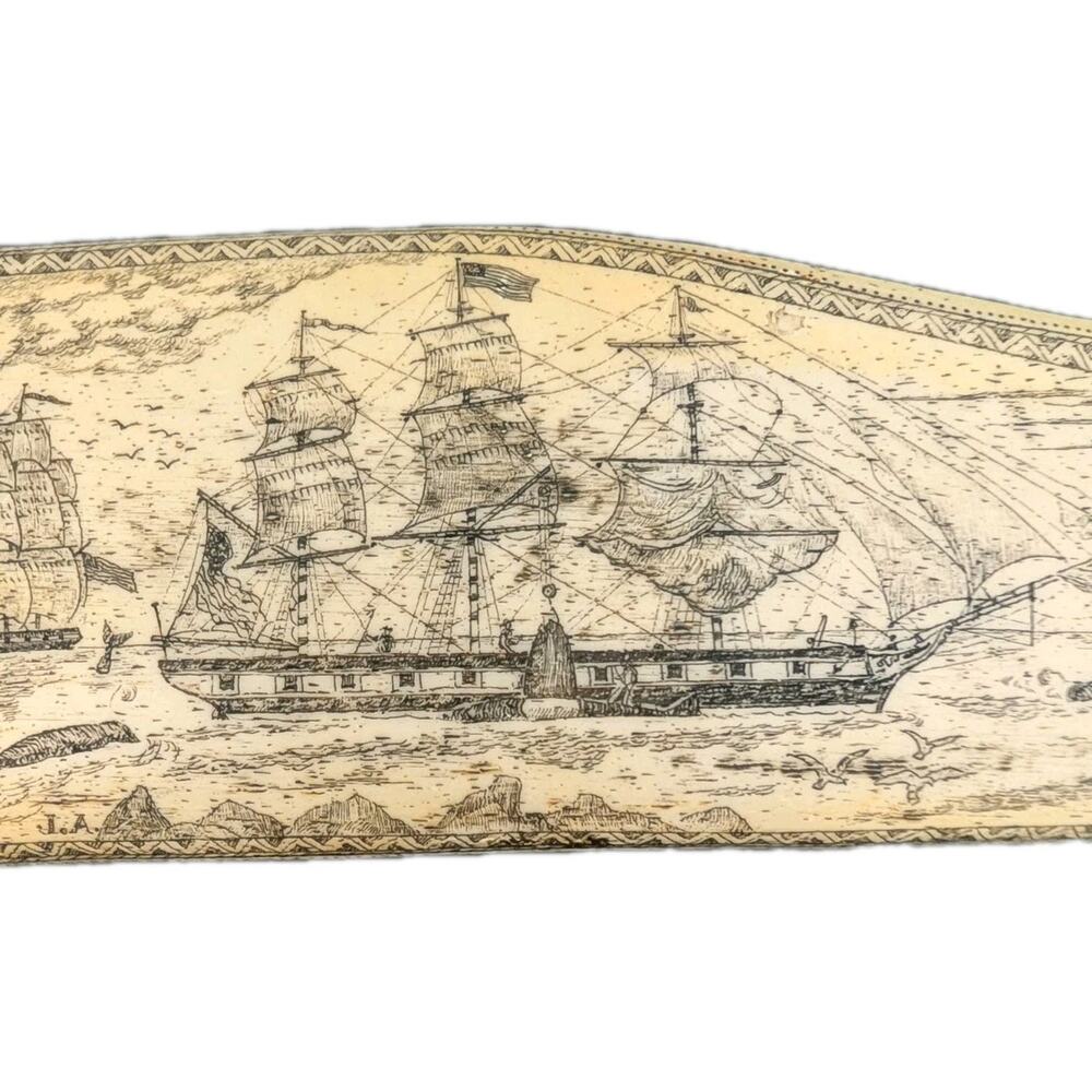 Scrimshaw High Quality Replica Whaling Ships 17" Topaz Off Marquesas signed